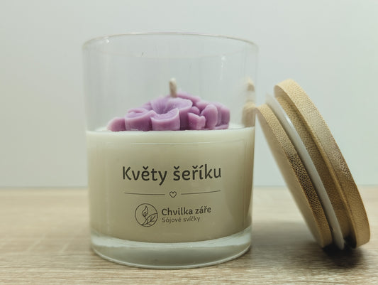 Květy šeříku Ovocná svíčka s víčkem