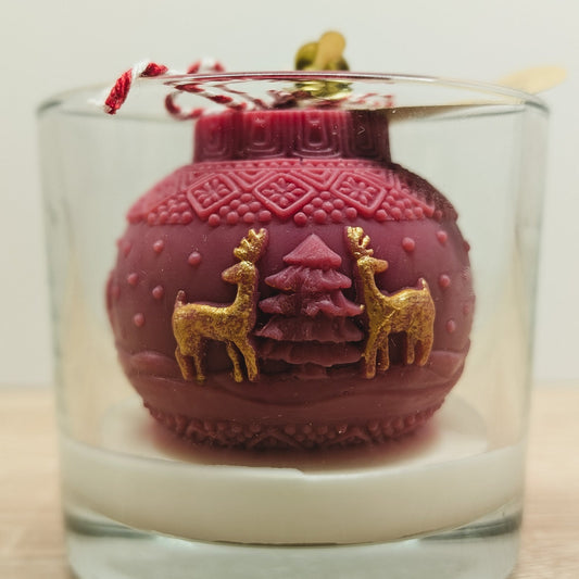 Sójová svíčka červená Vánoční koule