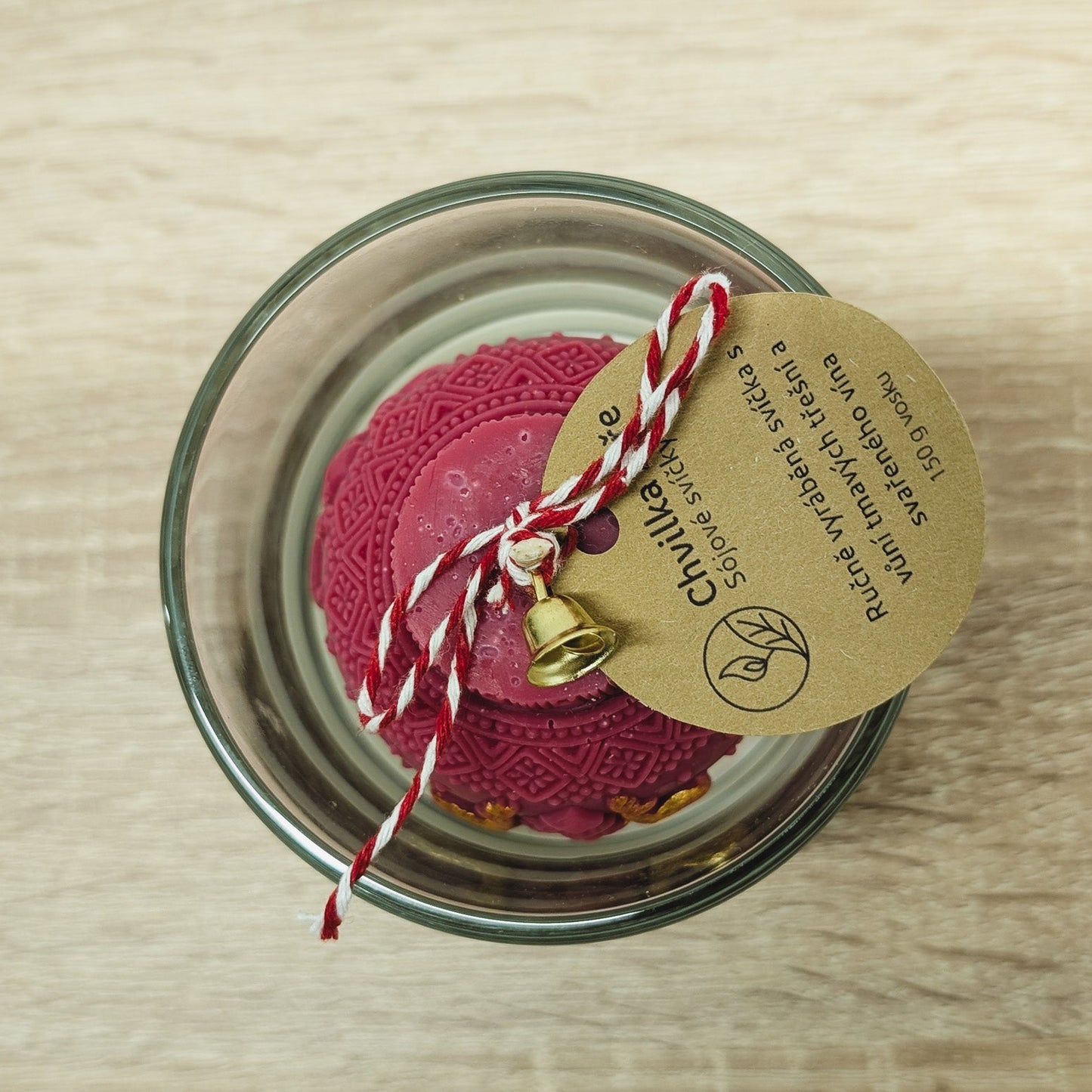 Sójová svíčka červená Vánoční koule